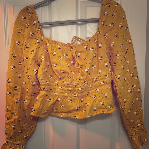 Yellow Floral Crop Top - Picture 1 of 3